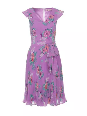 REVIEW Australia Size 10 Floral Pop Purple Dress BNWT With Belt And Spare Button • $60