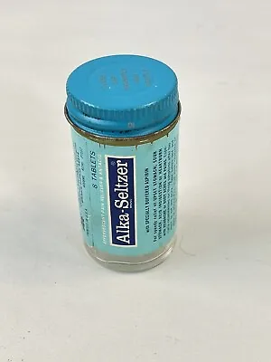 Vtg Alka-Seltzer Glass Medicine Bottle W Original Label Metal Lid Pre-Bar Code • $15.97