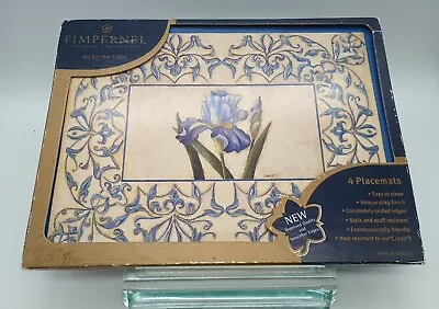 Vintage Pimpernel Cork Backed Placemats Blue Iris Purple Allium Botanical  • $22