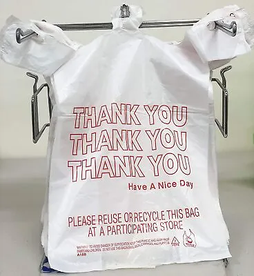 Bags 1/6 Large 21 X 6.5 X 11.5  Thank You  T-Shirt Plastic Grocery Shopping Bags • $62.99