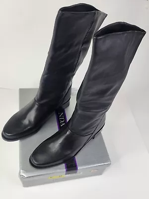 Amanda Smith 972 Shara Boots Mid Calf  Womens 6.5 M Black Leather Round Toe • $31.96