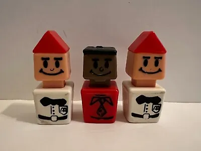 Three Vintage Playskool Familiar Places McDonalds Square Head Little People Men • $14.99