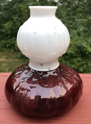 Antique 1895 Glow Lamp Night Light Gorgeous Ruby Red Vase W/milk Glass Shade • $109.95