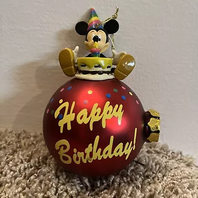 Walt Disney World Mickey Mouse Happy Birthday Christmas Ball Tree Ornament • $45