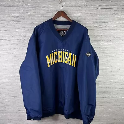 Michigan Wolverines Jacket Mens 4XL Blue Windbreaker Spell Out Logo Embroidered • $34.88