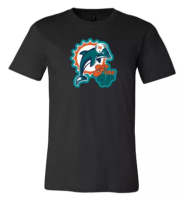 Miami Dolphins Fins Up NFL Team Logo Shirt Youth M - Adult 6XL Fast Ship! • $13.99