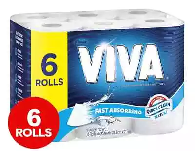 6xVIVA Paper Towels Hand Towel White Tissue Paper Rolls Sheet Home Kitchen • $12.43