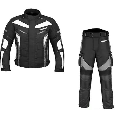 Men 2 Piece Motorbike Suit Waterproof Textile Armoured Motorcycle Jacket Trouser • $126.29