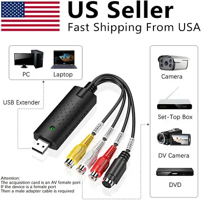 USB 2.0 To Audio Video Capture Card VHS To DVD VCR Digital Adapter Converter HDD • $12.99