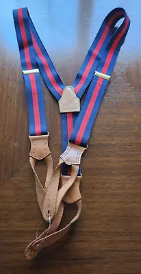 Polo Ralph Lauren Vintage Red & Blue Elastic Leather Braces Suspenders  • $40