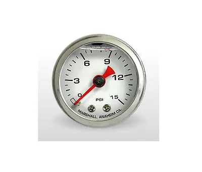 $23.90 • Buy Marshall Gauge 0-15 Psi Fuel Pressure Gauge White 1.5  Diameter (Liquid Filled)