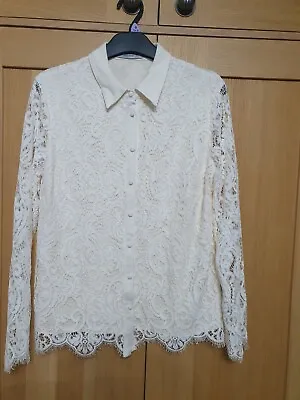 Marks And Spencer Per Una Cream / Ivory Lace Blouse / Shirt Size 10 • £20