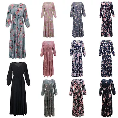 $39 • Buy FIL Women's Long Sleeve Maxi Summer Dress Boho Floral Beach Party Long Sundress