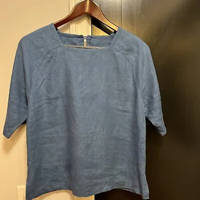 VTG Marimekko Shirt / Top. Size Small Linen Blue. Made In Finland. • $19