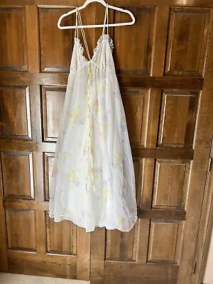 Vintage Floral Chiffon Nightgown Pastel Sheer Nylon Size Large Made USA • $47.95