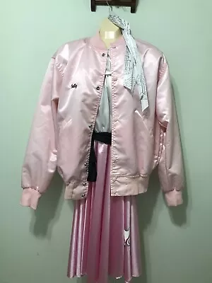  50's RUBIES Woman  Retro Complete Costume With Vintage Sport/Bomber Pink Jacket • $25.50