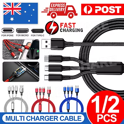 Up To 2x 3in 1 Multi USB Charger Charging Cable Cord For Micro USB TYPE Android • $4.45