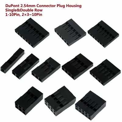 Single&Double Row DuPont 2.54mm Connector Plug Housing Shell 1-10Pin 2×3~9Pin • $5.68