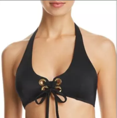 Milly Cabana Black Grommet Santorini Bikini Top (m) Nwt $130 • $75