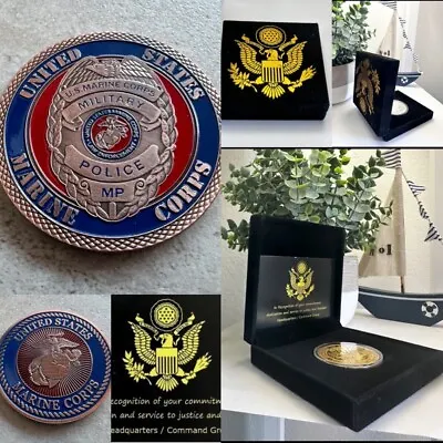 US MARINE CORPS MILITARY POLICE (COPPER) Challenge Coin With Special Velvet Case • $26.99