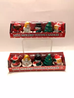 Vintage Amscan Christmas Mini Molded Votive Candles Set Of 2 • $15.99