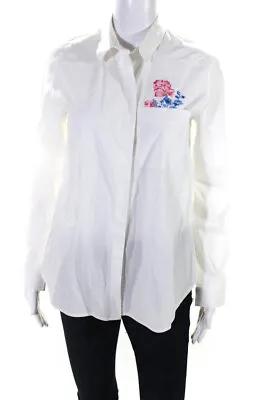 Paul & Joe Sister Womens Button Front Collared Shirt White Cotton Size 2 • $40.81