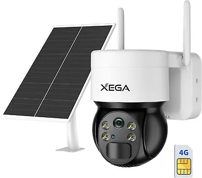 Xega 3G/4G LTE Cellular Security Camera Outdoor Solar Camera Wireless 2K HD • $69.19