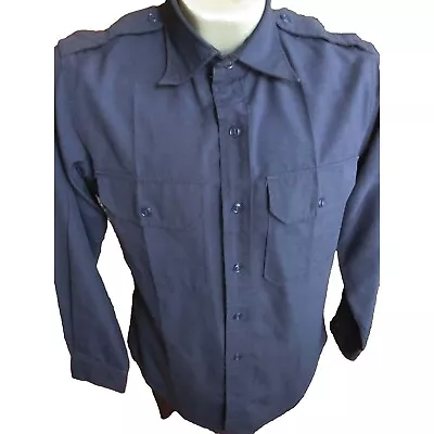 Vintage Mens Work Shirt Medium MECHANIC 1970s Navy BLUE Wool Blend Goth Indy • $18