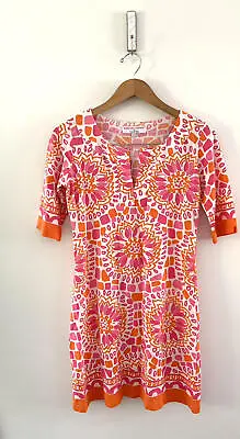 Womens Barbara Gerwit By Tabitha Shift Dress 3/4 Sleeve Pink Orange Floral Small • $34.94