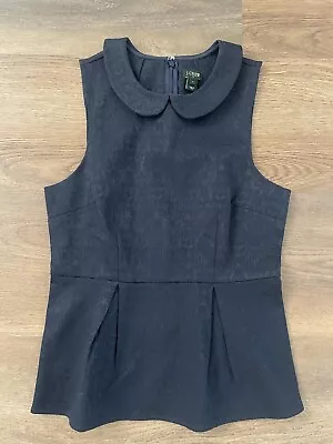 J Crew Navy Peplum Top Blouse Peter Pan Collar Size 2 • $15