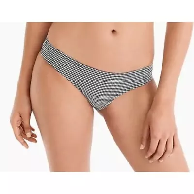 NWT J.CREW $48 Black Gingham Check Seersucker Hipster Bikini Bottoms Size S • $29.99