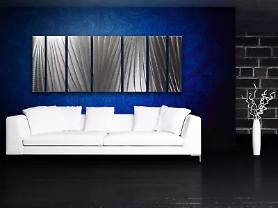 Modern Abstract Metal Wall Art Silver Panels Sculpture Home Decor In / Outdoor • $165