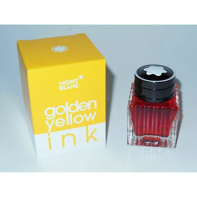 New Montblanc Golden Yellow Fountain Pen Ink 30ml Bottle 112723 Glass Inkwell • $39.95