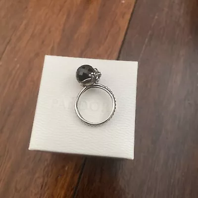 $60 • Buy Pandora Silver Ring Black Spinel Size 52