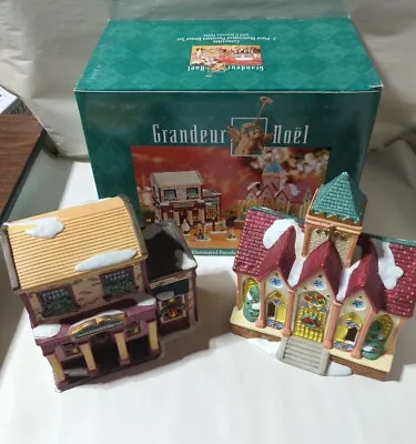 Vintage Grandeur Noel Porcelain Christmas Village House - Doctor & Church • $14.49