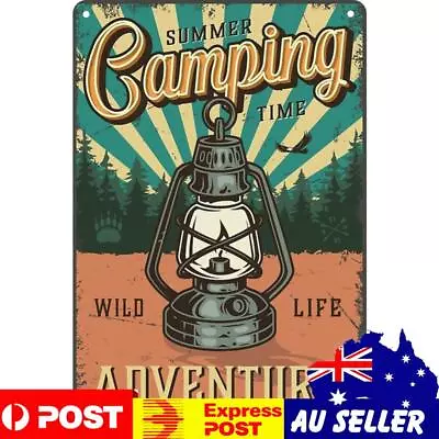 Home Rust Free UV Protected Metal Camping Lamp Sign Vintage Bar Wall Art Poster • $9.59