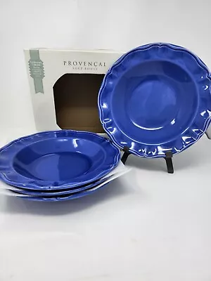 Varages France LUBERON CELADON Rim Rimmed Soup Pasta Bowl Blue Set Of 4 IOB • $60