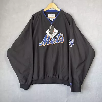 New York Mets Jacket Men's 4X Majestic Black Pullover Size Zip NWT Big MLB Nylon • $59.99