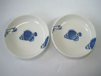 Crate & Barrel  Blue Fish Sauce Dipping Small Dish 3.5  D Set Of 2 New • $5.90