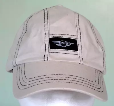 Mini Cooper Men's Hook & Loop Hat Cap Beige OSFA Patch Logo Let's Motor • $14.97