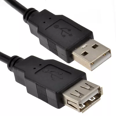 USB 2.0 24AWG Cable EXTENSION Lead A Plug To Socket 15cm/25cm/50cm/1m/1.8m/2m/3m • £3.94