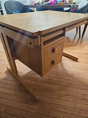 H. Sigh & Søns Mid Century Teak Adjustable Drafting Desk • $2500