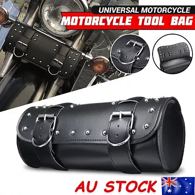 Fork Bag For Harley Leather Tool Round Motorcycle Saddlebag Handlebar Universal  • $27.89