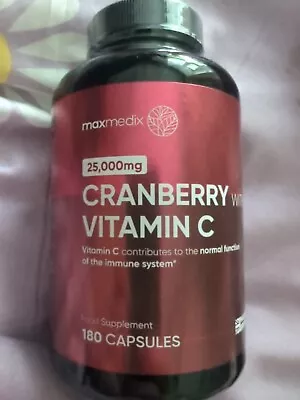 Cranberry With Vitamin C - 180Capsules - 50000mg - Immune Support & Bone Health • £8