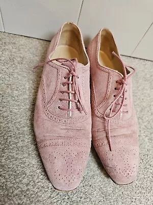 Manolo Blahnik Size 38 Witney Pale Pink Suede Brogues VGC • £50