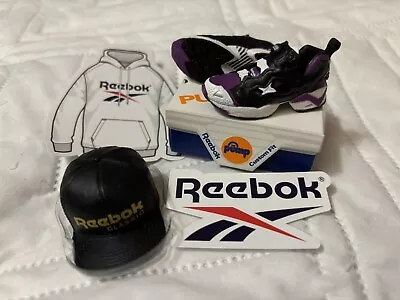 ZURU Mini Brands SNEAKERS Reebok Pump It Up Purple Black Shoes Hat Box Stickers • $39.95