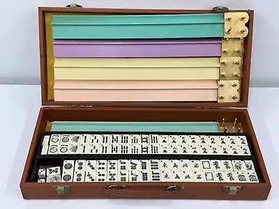 Vintage Mahjong Mah Jong Jongg Mahjongg Set - 155 Tiles With Case & Racks • $200