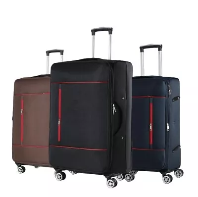 Lightweight Soft Shell Suitcase Cabin Luggage Checked In Set 4 Wheels Trolley • £56.99