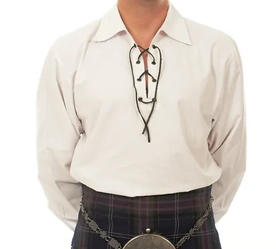 $27.58 • Buy Deluxe Scottish Ghillie Jacobean Style Laced White Kilt Shirt Medium 40 - 42 