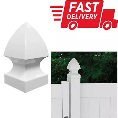 Fence Vinyl Post Cap White 5X5in Gothic Fencing Lightweight Outdoor Top (2-Pack) • $19.55